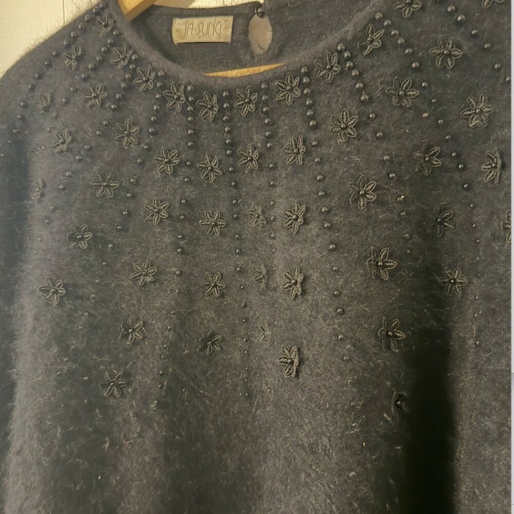 Vintage Black Beaded *soft as a kitten* sweater